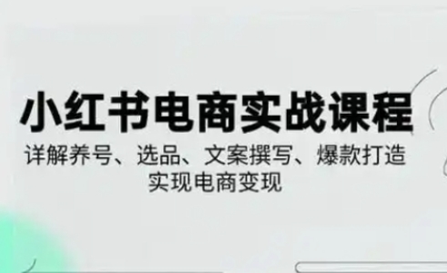 小红书从0-1实操课(2023-2025),详解养号、选品、文案撰写、爆款打造实现电商变现-沐远轻创|靠谱轻创业副业项目与低成本变现教程