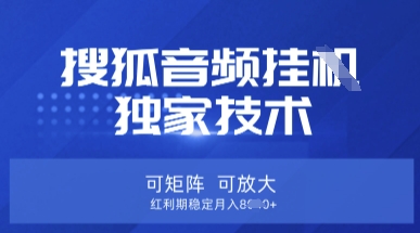 【搜狐音频挂G】独家技术，可矩阵可放大，红利期稳定月入8k【揭秘】-沐远轻创｜靠谱轻创业副业项目与低成本变现教程